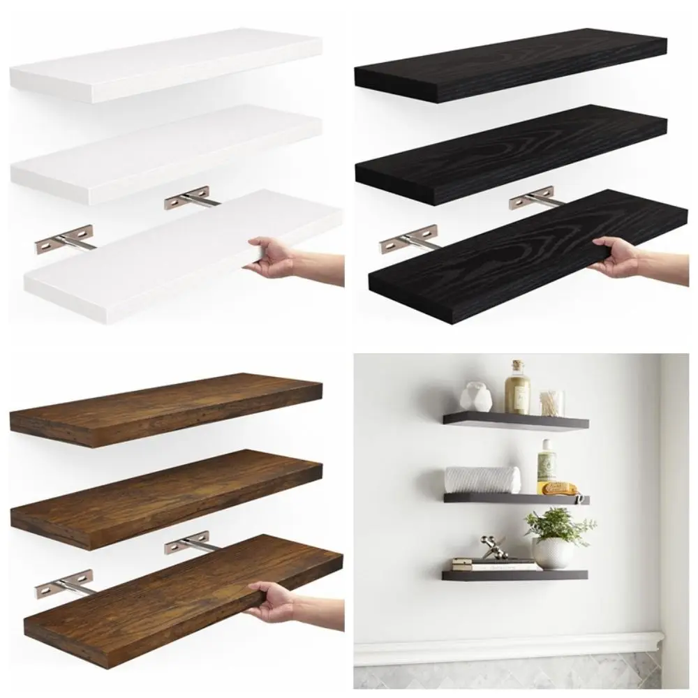 Rectangular Wooden Wall Hanging Plant Rack Bedroom Living Room Wall Hanging Storage Rack Decoration Household Sundries Storage