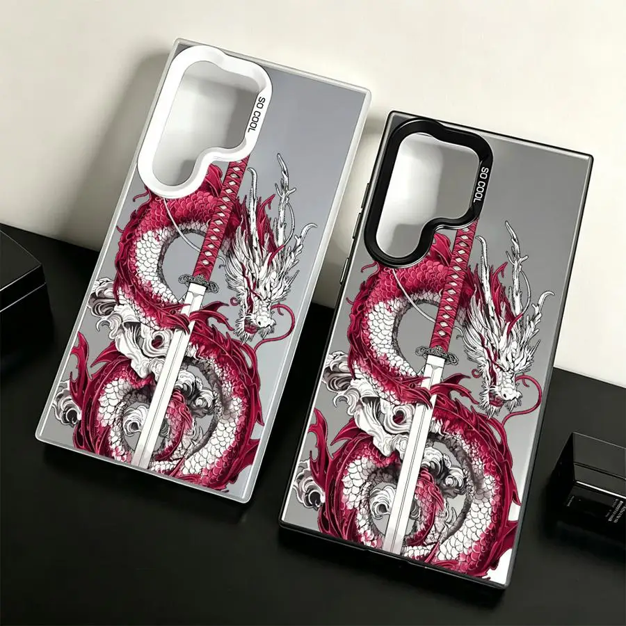 Red Dragon Katana Case for Samsung Galaxy S26 S24 FE S20 Plus S22 S23 Ultra S25 Edge Note 20 Ultra S21 S23 Phone Cover