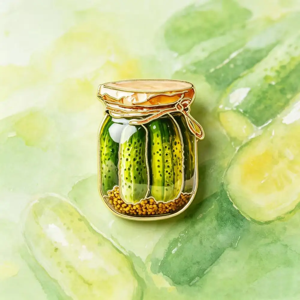 1pcs Vintage Pickle Jar Enamel Pin Retro Food Brooch Lapel Badge Halloween Fall Gift for Backpack Clothing Decor