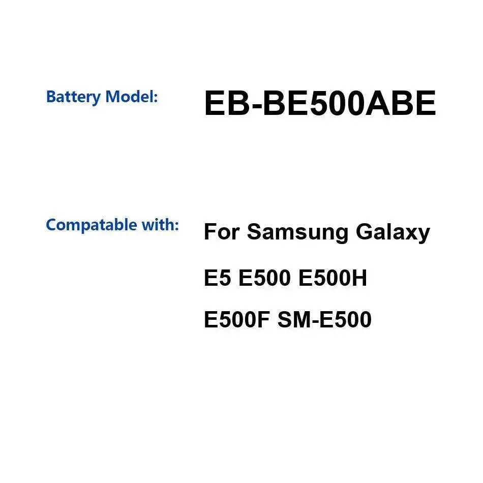 

Для Samsung Galaxy E5 E500 E500H E500F SM-E500 надежный аккумулятор для мобильного телефона EB-BE500ABE 2300 мАч