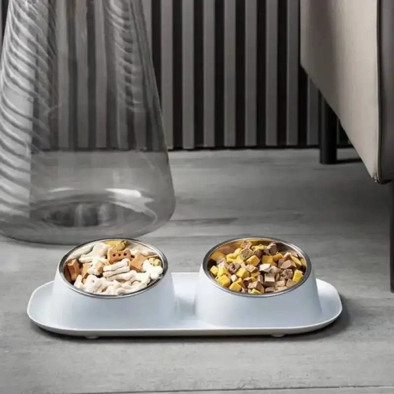 Food Water Bowls Multifunctional Protect Cervical Spine Stainless Steel Mess Proof Elevated Pet Bowl Anti-flip Stable Dog Cat