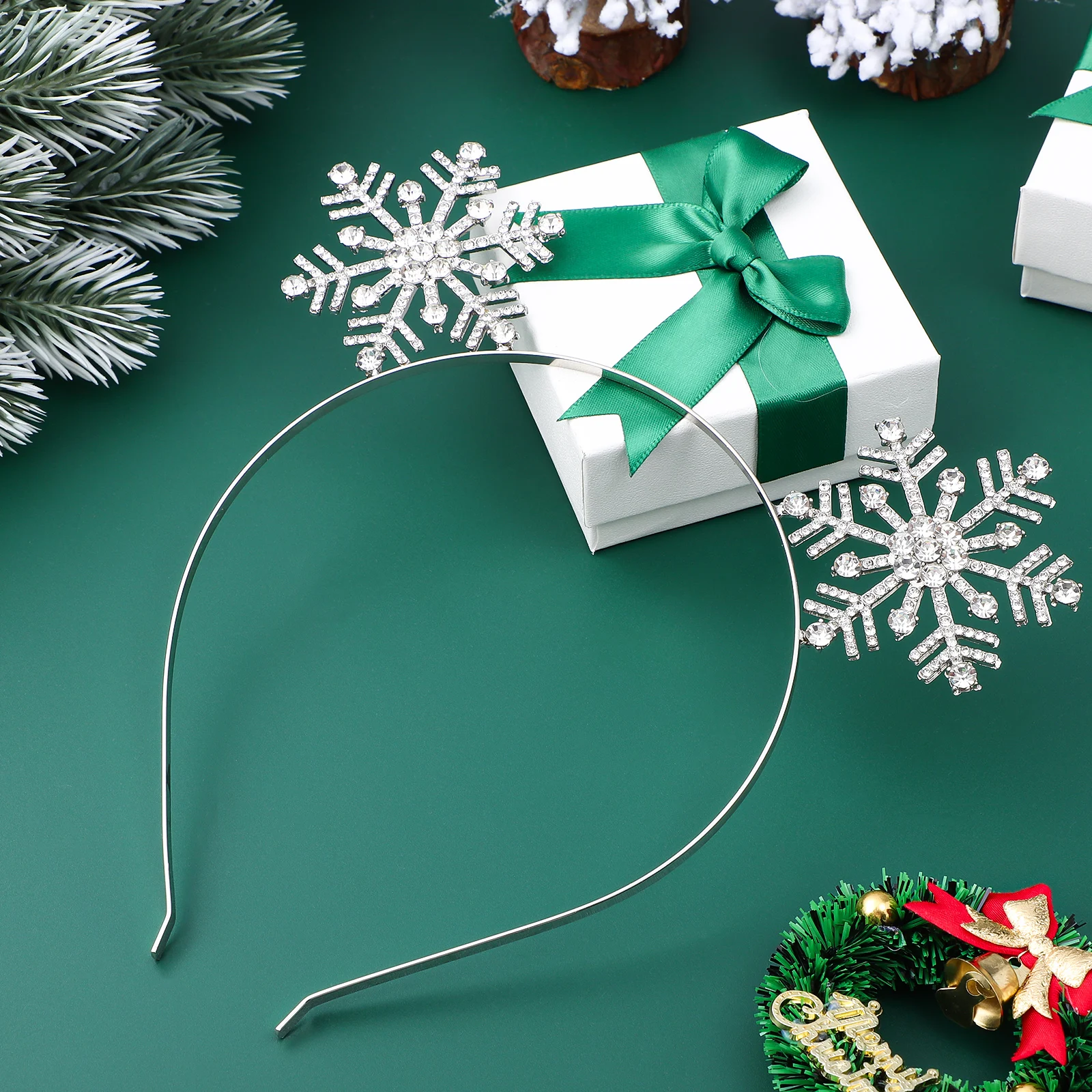 

3pcs Snowflake Hairbands Christmas Costume Party Headwear Sparkling Rhinestone Alloy Festival Decorations Women'S Lightweight