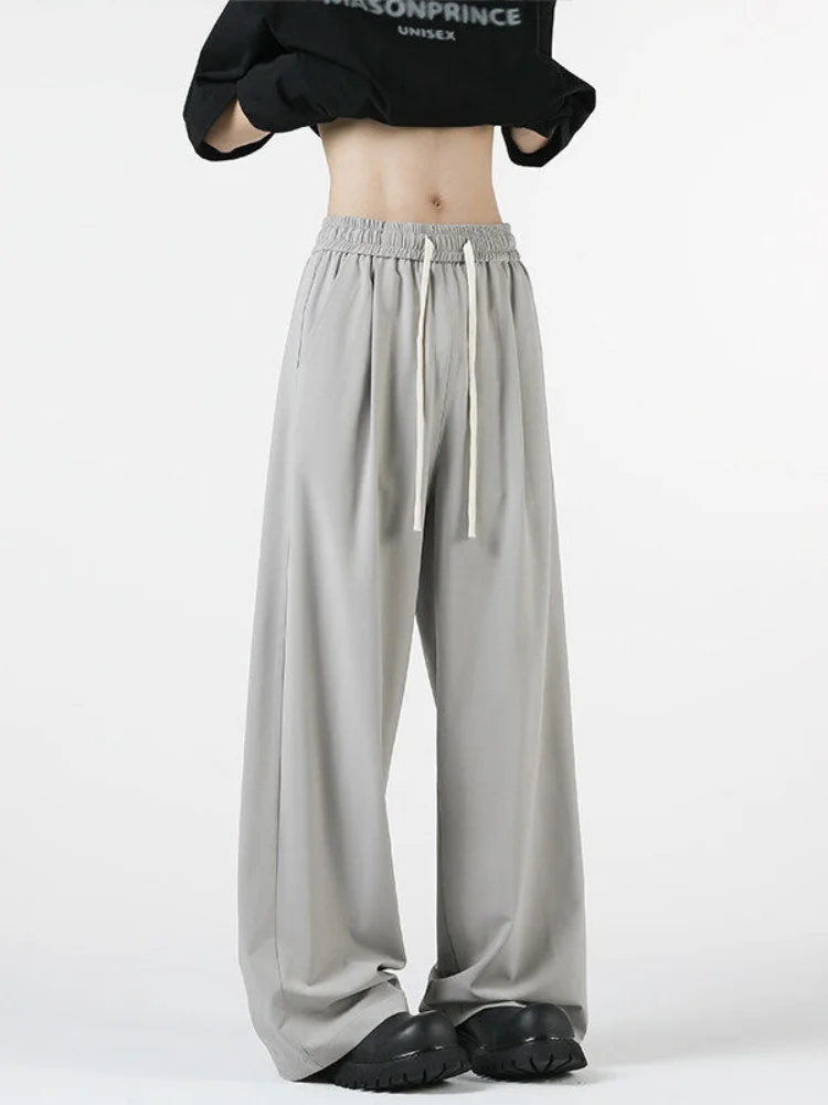 

Мужские брюки American Sle из ледяного шелка прямого кроя, весенне-осенние, свободные, широкие, с высокой талией, для комфортного ношения