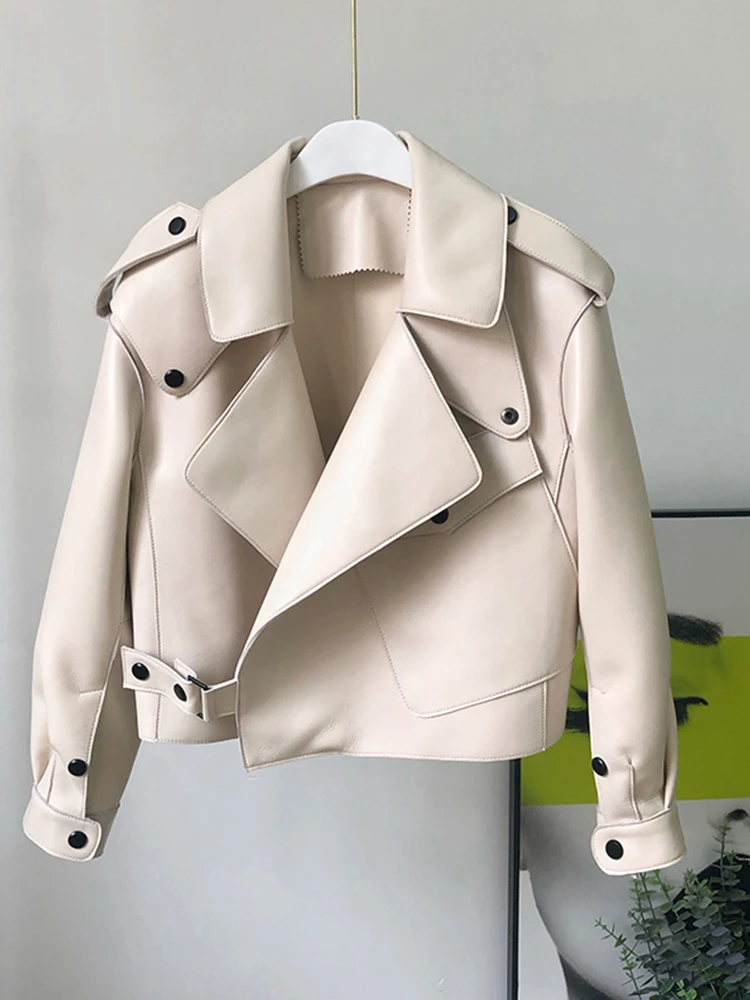 2024 Spring Autumn Women PU Leather Jacket Casual Lady Windproof Motorcycle Leather Coat