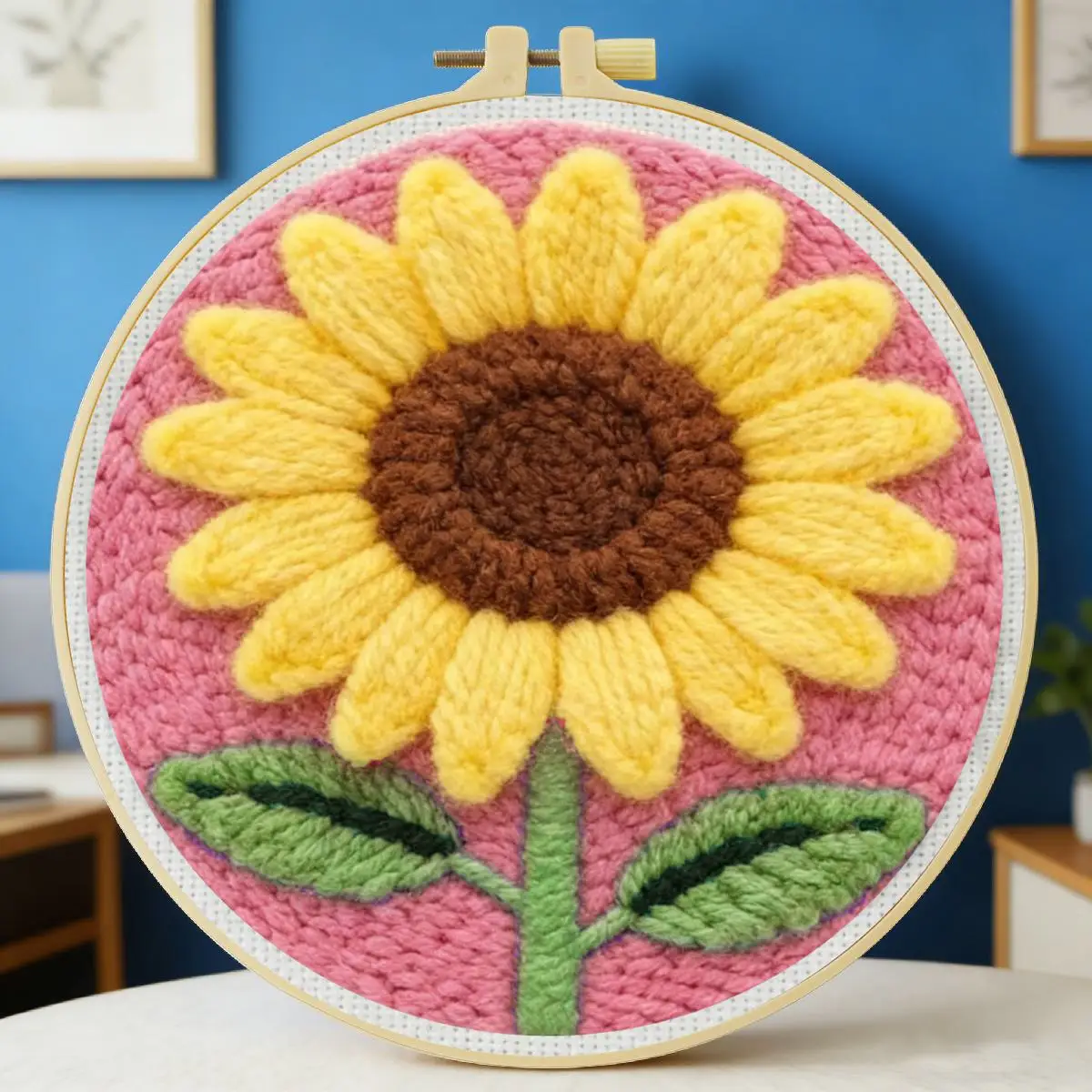 

20X20CM/7.87inch Flower - Sunflower punch needle embroidery set kit Stitch Embroidery Knitted embroidery DIY handmade gift