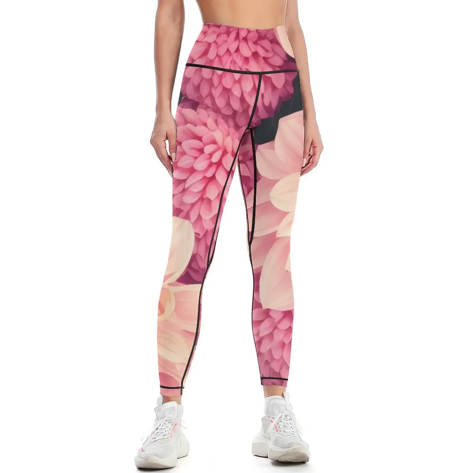 

Pink dahlias,spring pattern Leggings sports for gym Women's fitness push up legging jogging pants Womens Leggings