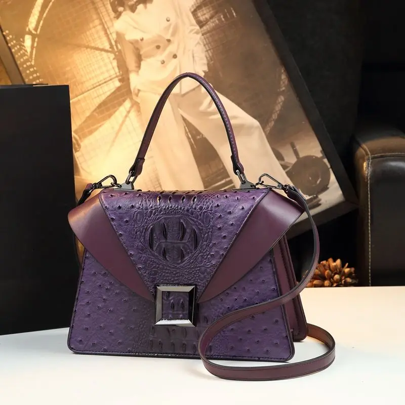 

Женская сумка с крокодиловым и страусиным принтом, портативная сумка-клатч, универсальная сумка-мессенджер, кожаная сумка для мамы