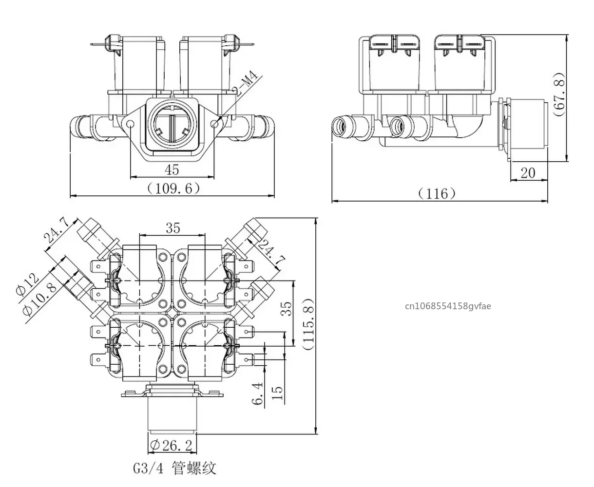 0.02-0.8mpa 1 in 4 out Normally closed Water Inlet Solenoid Valve DC 12V 24V 36V 48V AC 110V 220V Dispenser Flow Switch