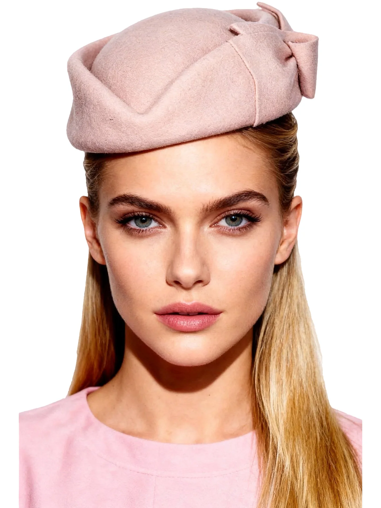 Wool Beret Bowler Hat with Bowknot Elegant French Fascinator for Women Wedding Formal Church Tea Party Millinery Cocktail H