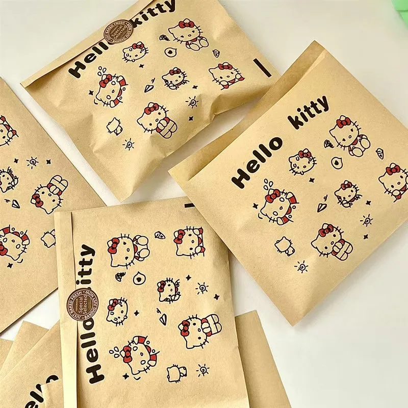 

Kawaii Sanrio Hello Kitty100 Kraft Paper Bag Opaque Self-sealing Bag Thickened Large Capacity Packing Material Gift Bag