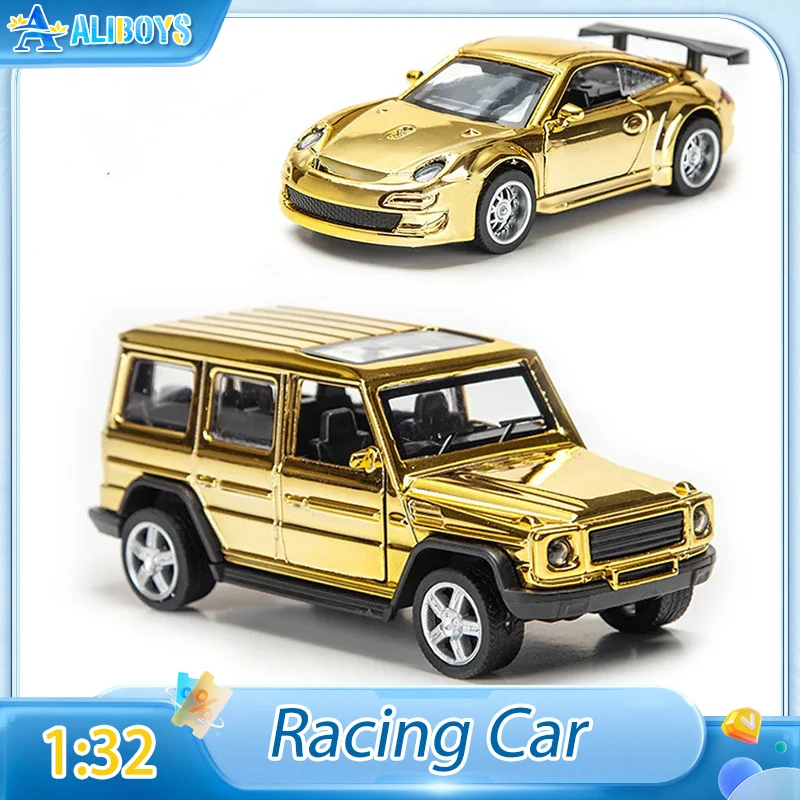 

1:32 Racing Car Alloy Model Rare Pull Back Golden Car Model For Boy Birthday Gift Christmas Kids Toy Vehicles Children Gifts