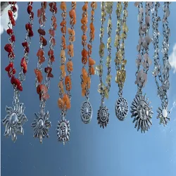 Sun charm Crystal Necklace, Sun Crystal Chip Necklace, Boho Crystal Necklace, Sun Crystal Necklace, Hippie Necklaces, Crystal Ch