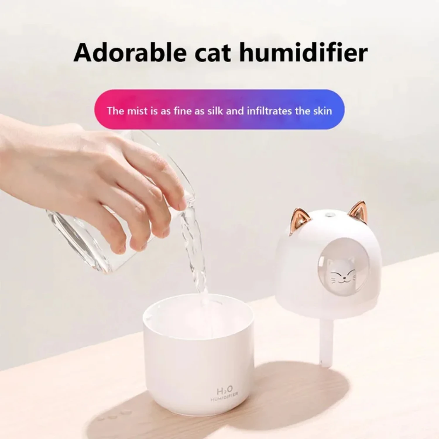 Novo eficiente e delicioso gato dos desenhos animados usb aromaterapia purificador de ar névoa maker-transforme seu escritório com 300ml de adorável