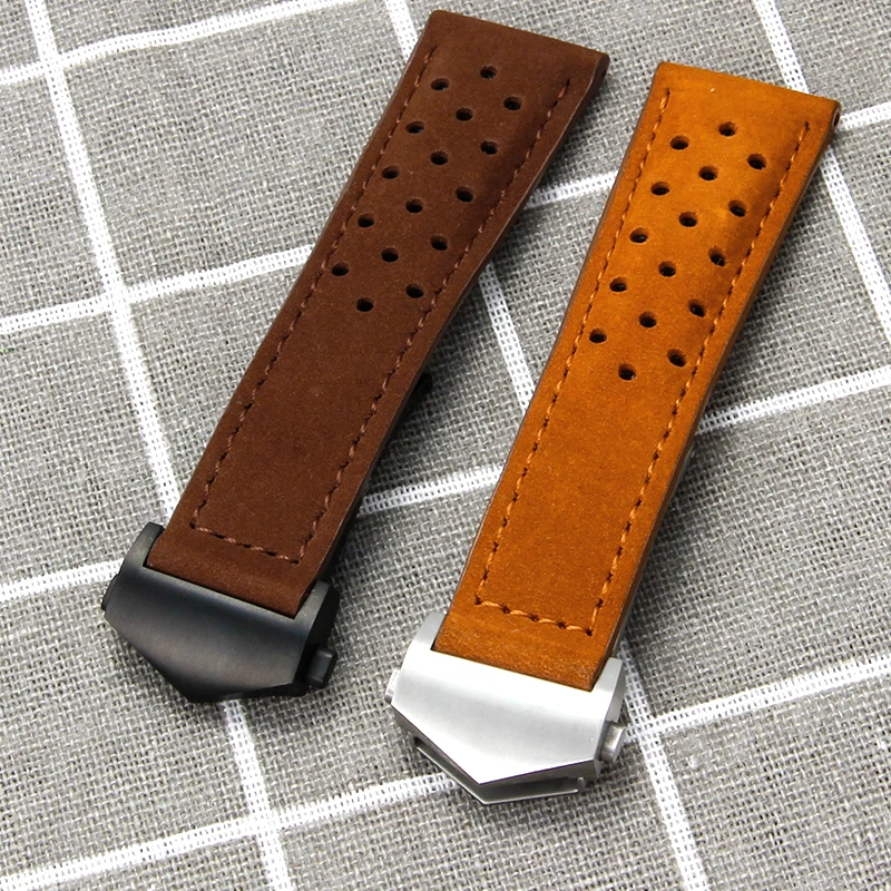 Uma variedade de estilos disponíveis acessórios de relógio premium para tag heuer série pulseiras de couro genuíno à prova de suor 20 22 24mm