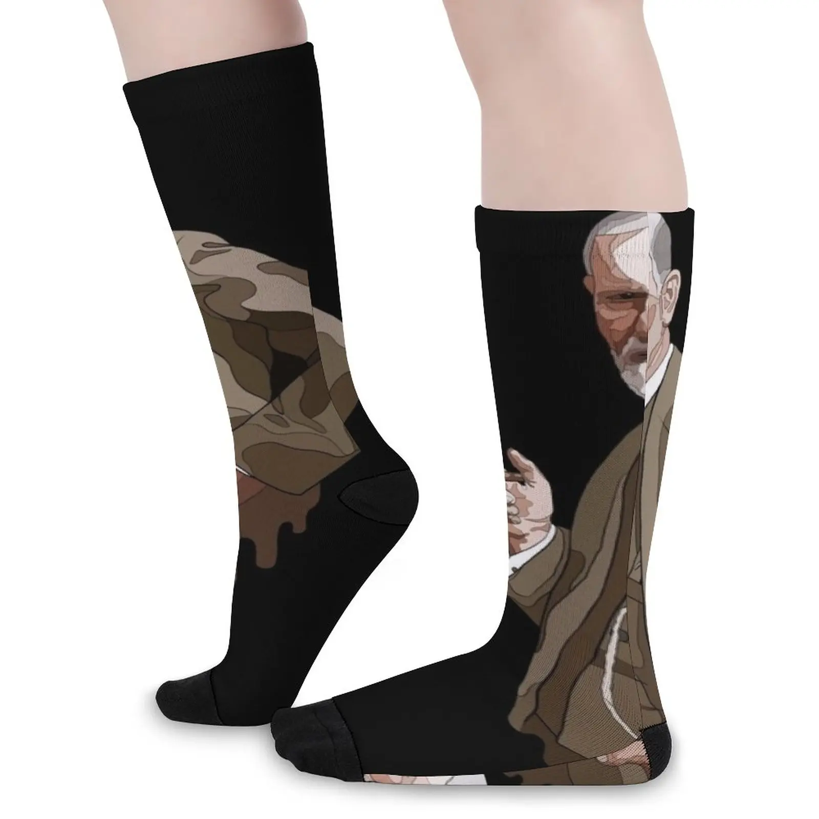 Illustration of Sigmund Freud - founder of psychoanalysis / psychology Socks designer socks MEN FASHION Women\'s socks