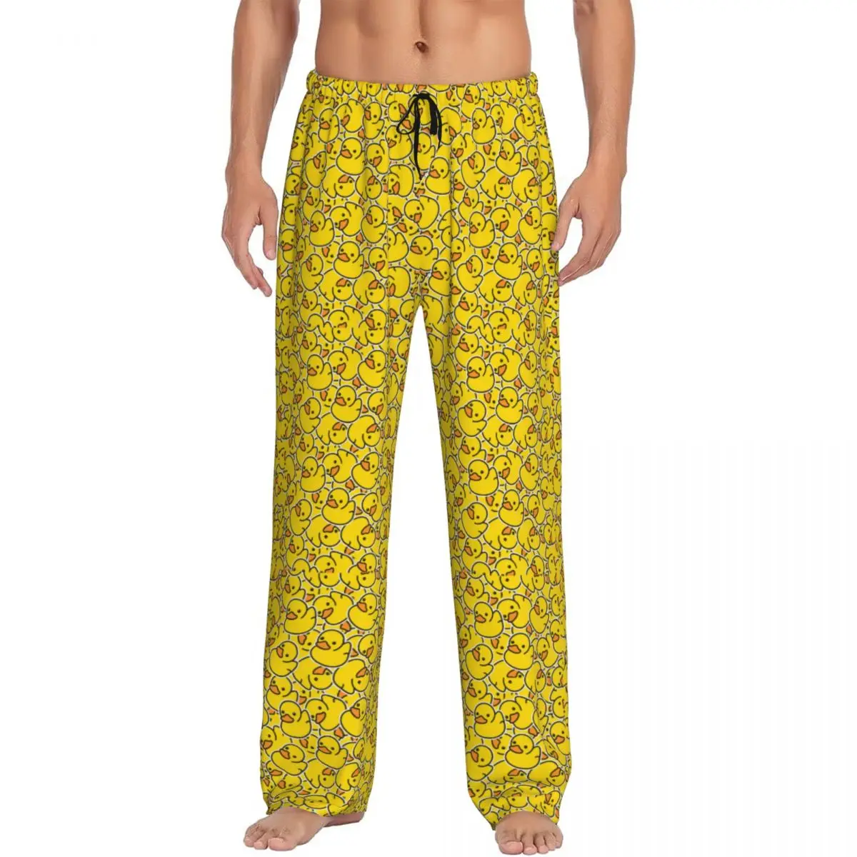 

Custom Men Yellow Classic Rubber Duck Pajama Pants Print Sleep Sleepwear Bottoms with Pockets