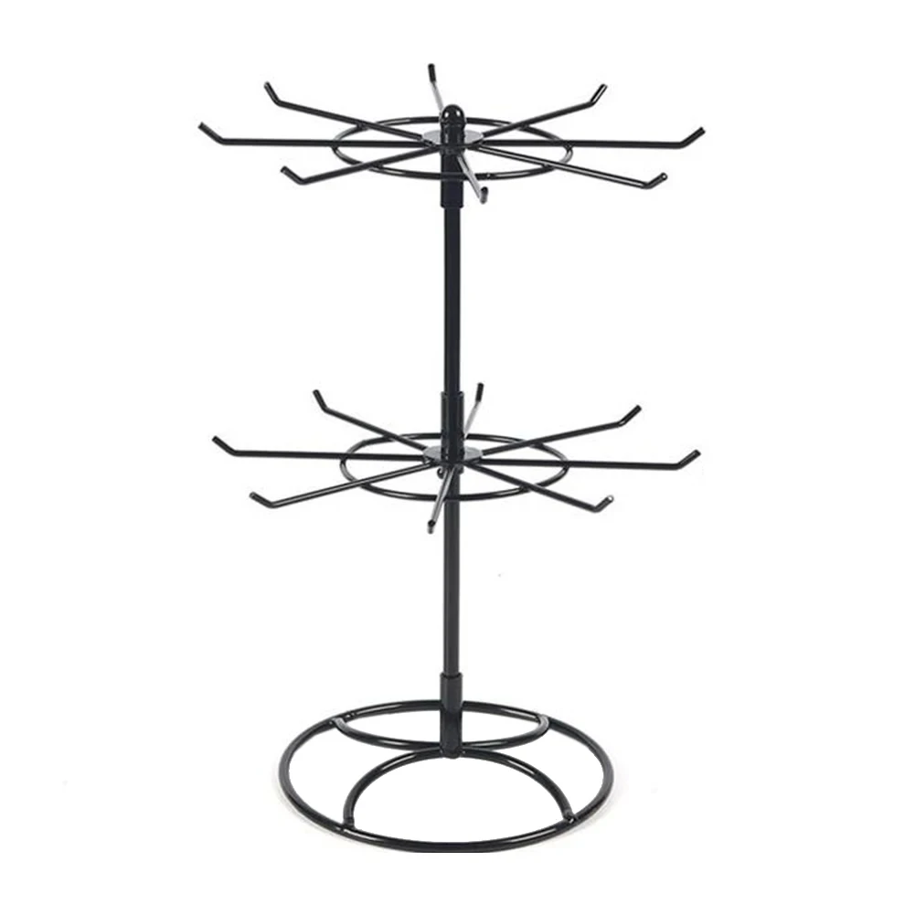 Jewelry Display Stand 2 Tier Round Metal Necklace Organizer For Hanging Earrings Rings Bracelets Watches Hair Band Storage Rack