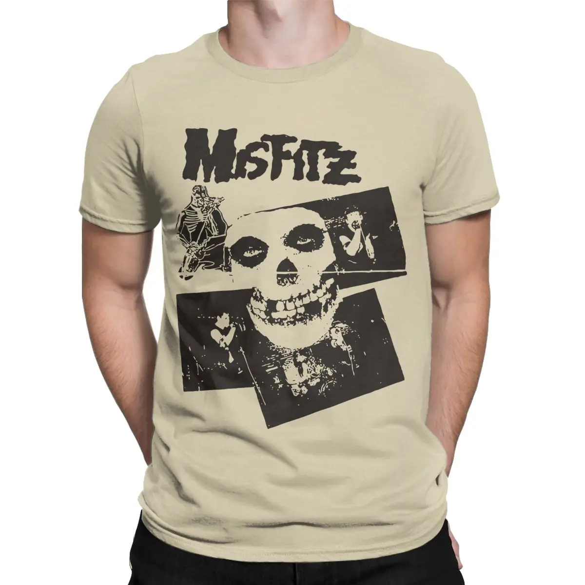 Vintage Misfits Skull T-Shirts for Men Crewneck Pure Cotton T Shirt Short Sleeve Tee Shirt Adult Clothing