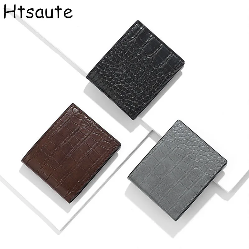 

Minimalist Men's Wallet Short Folding Card Bag High Quality PU Multi functional Pocket Business Card Clips Classic Money Purse