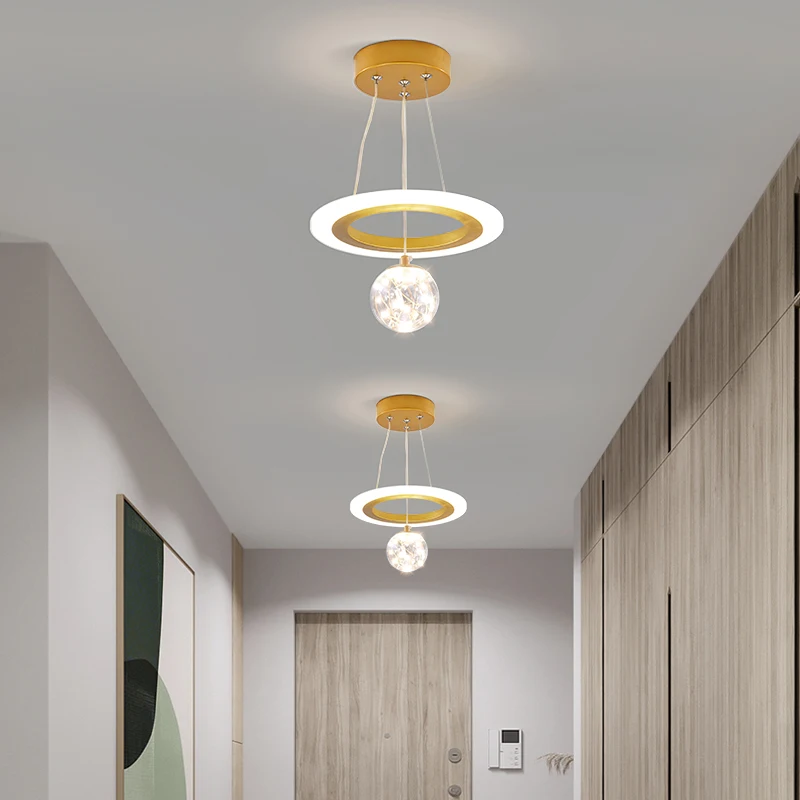 Luz LED moderna para pasillo, candelabro pequeño de lujo de 24, 25 y 30cm de diámetro para guardarropa, balcón, entrada y mesita de noche