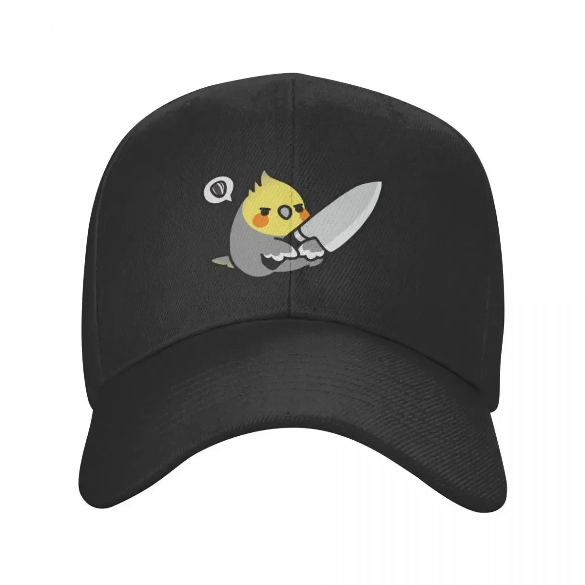 Chubby Cockatiel Knife Baseball Cap black derby hat Men's Women's