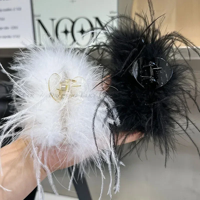 Super fada pena garra de cabelo macio pelúcia tubarão clipe senhoras caranguejo grampo de cabelo volta cabeça presilhas novo rabo de cavalo acessórios para o cabelo