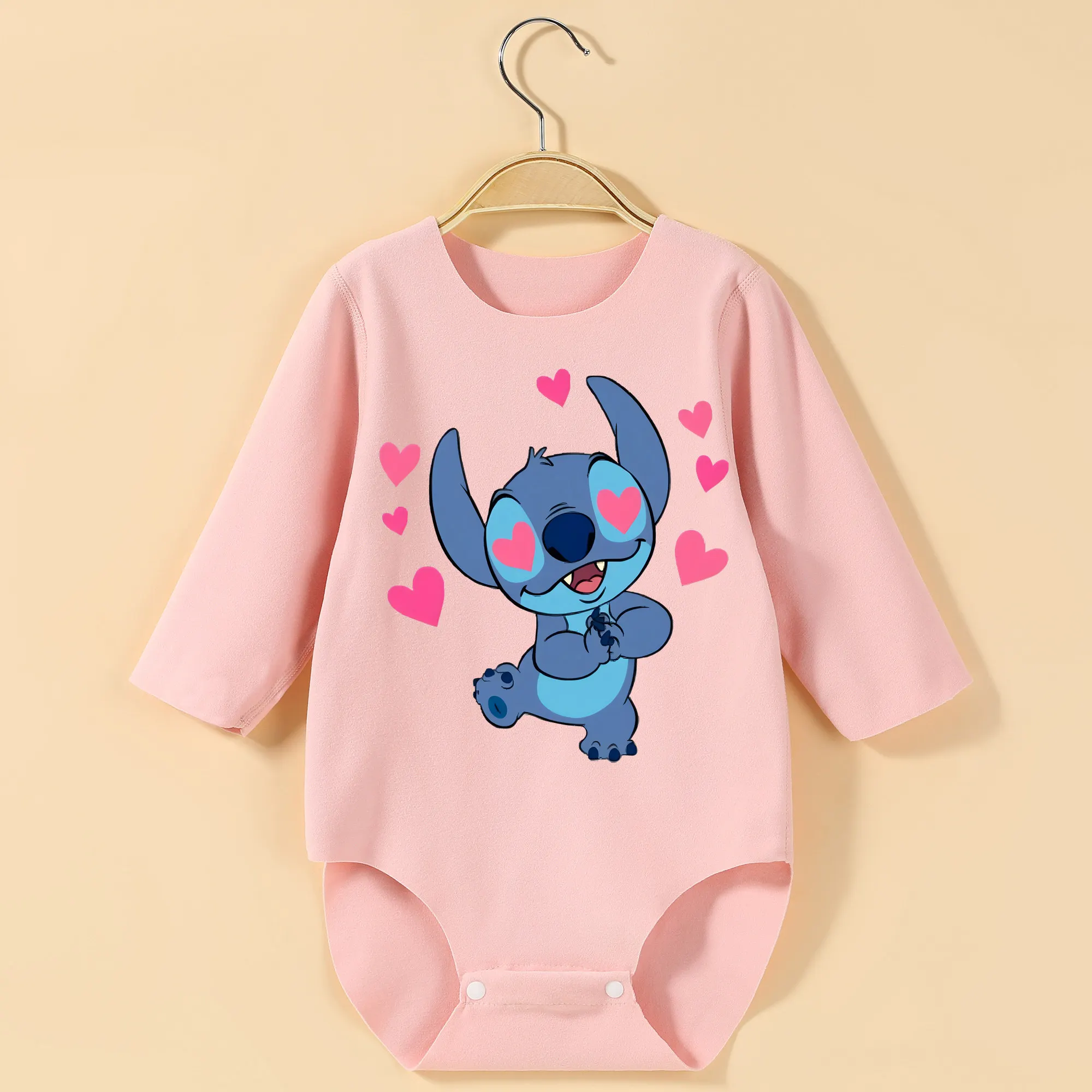 

We All Love Stitch Long Sleeves Baby Bodysuit Exquisite Print Onesie for Height 60-90CM Baby Cloths Comfortable Jumpsuit