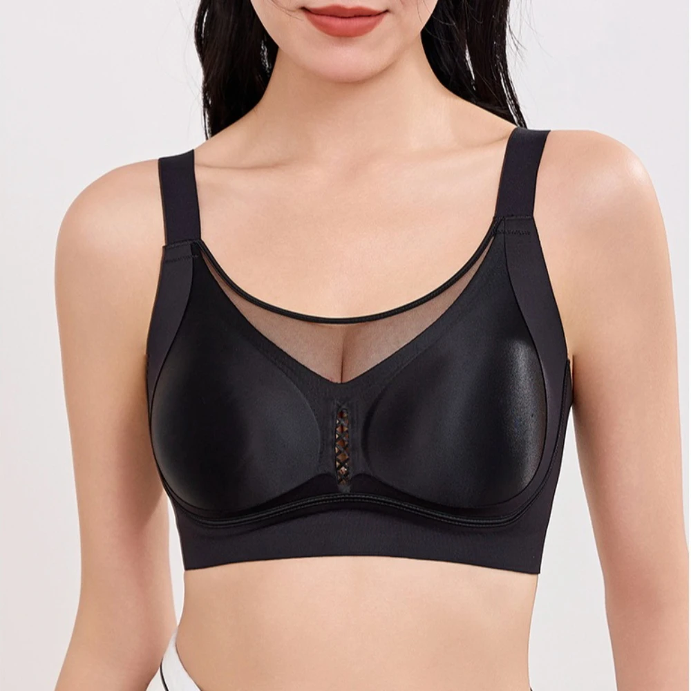 Women's Summer Traceless Bra Wire-free Glossy 3D Cup Thin Version Gather Lift Anti-sagging Ventilate Minimize Bras