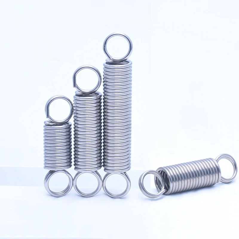 1-2PCS 1mm Wire Dia 304 Stainless Steel O Ring Hook Extension Spring Tension Spring Coil Spring Dual Hook Spring L=20mm-100mm