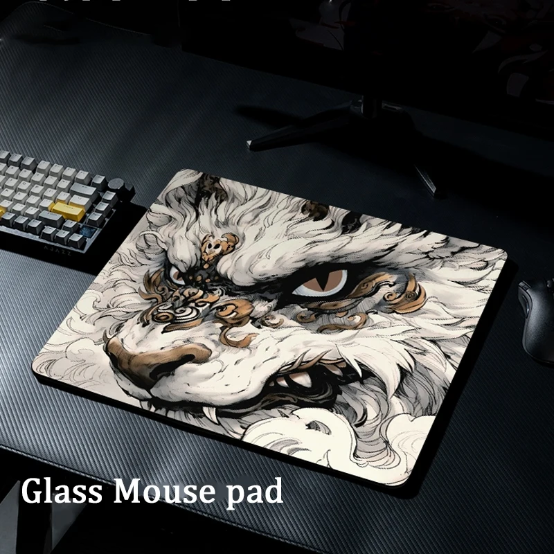 

Коврик для игровой мыши из фотоэлектрического стекла Mythical Beast — твердая закаленная поверхность XXL для FPS eSports, идеальный игровой подарок для мужчин