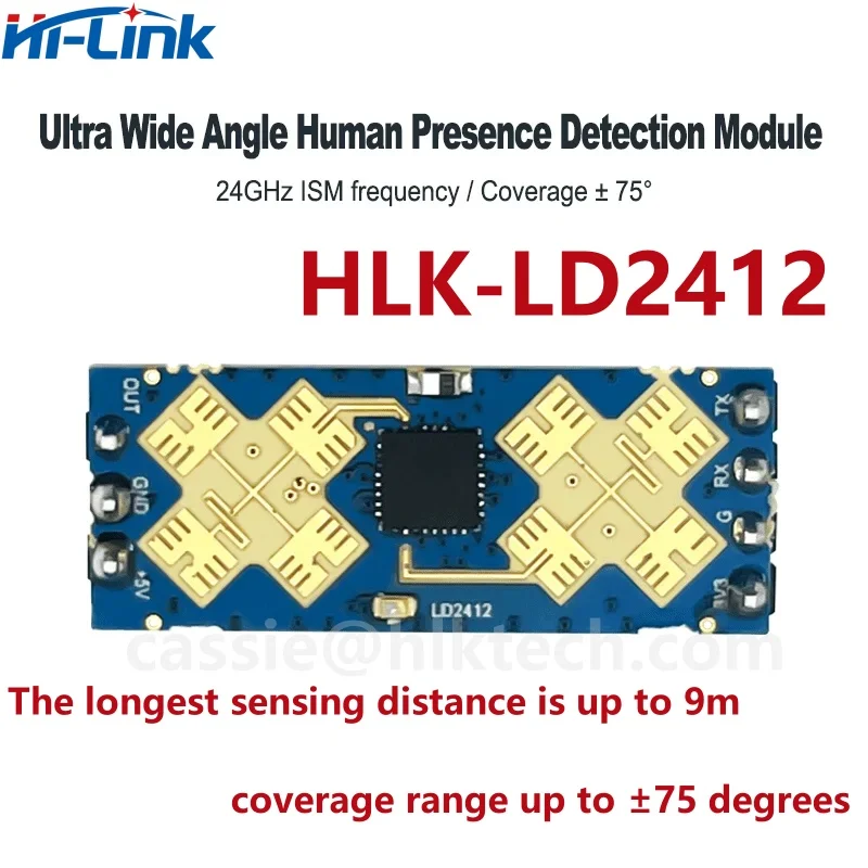 Módulo Sensor de Presença Humana Hi-Link, Tamanho Pequeno, Distância de Detecção, Suporte UART GPIO FMCW, 24GHz, 90mA, 9 Metros, Novo