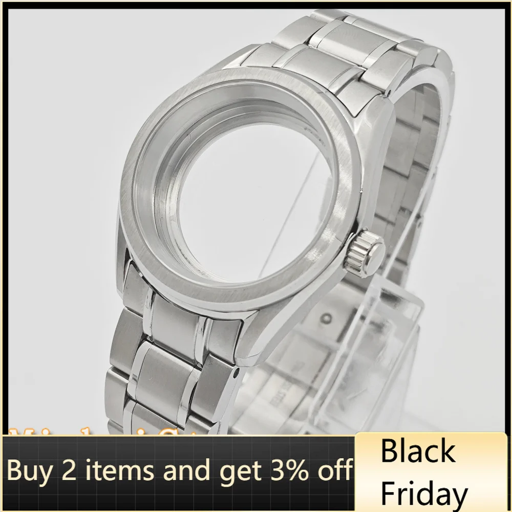 

Корпус часов NH35, 38 мм, серебристый, нержавеющая сталь, сапфировое стекло, корпус часов, подходит для NH34, NH35 ETA2824 PT5000 Miyota82 DG, механизм