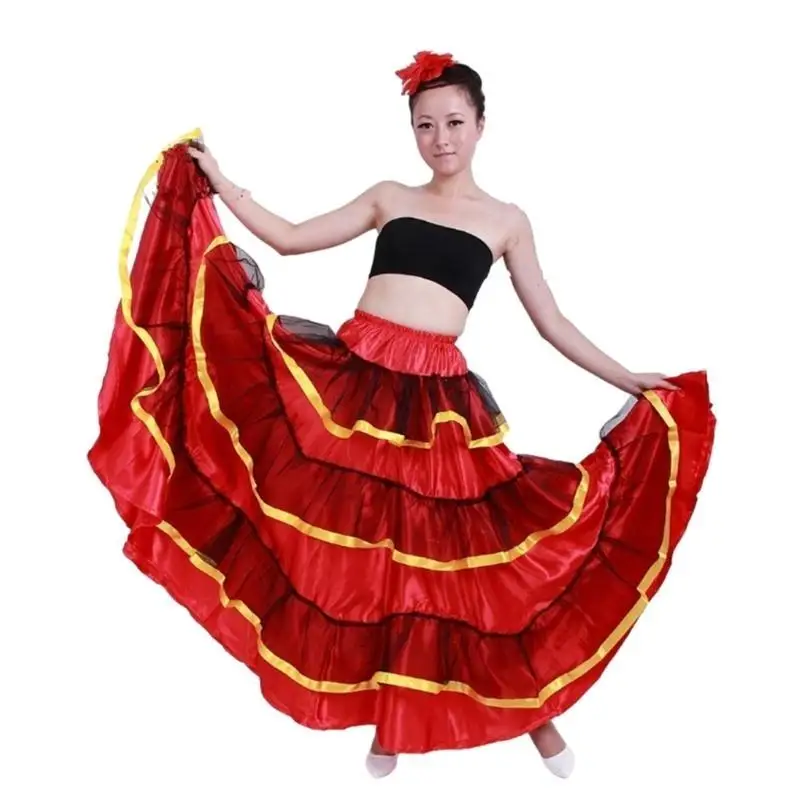 652F Eleganter Flamenco-Tanzrock, Bauchtanzrock, spanischer Flamenco-Tanzrock