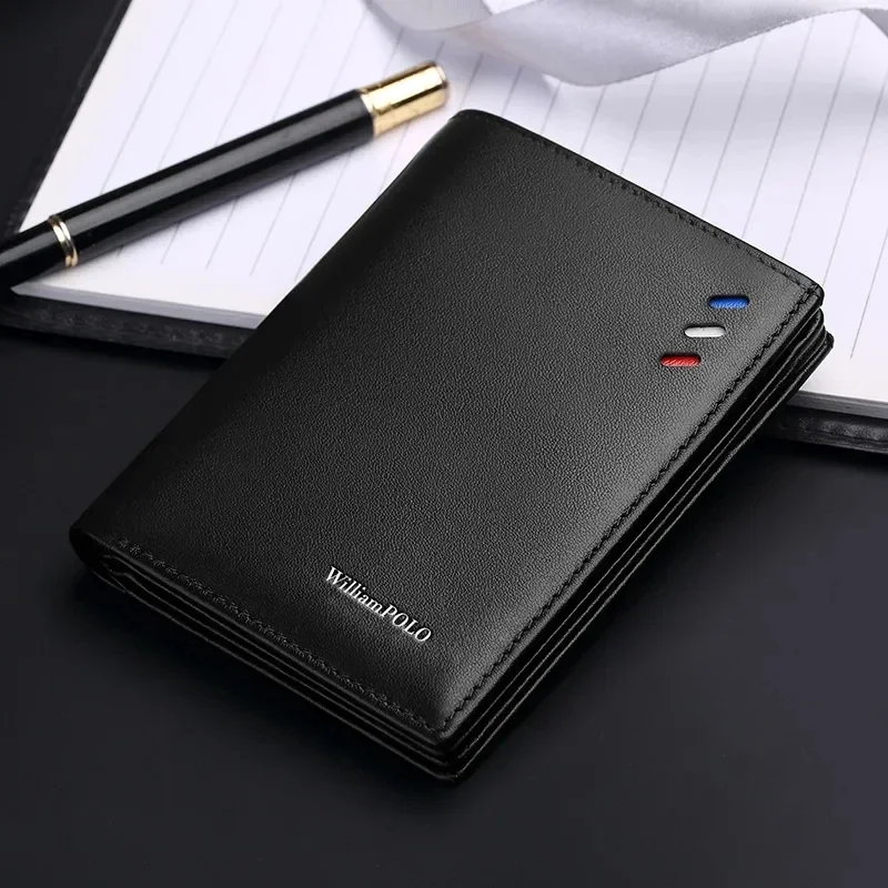 Men Wallets Leather Purse credit card Luxury Card package WILLIAMPOLO Genuine Leather Men's WalletsNew Design Men Short