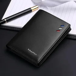 Billetera de cuero genuino para hombre, monedero de lujo, paquete de tarjetas de crédito, WILLIAMPOLO, nuevo diseño