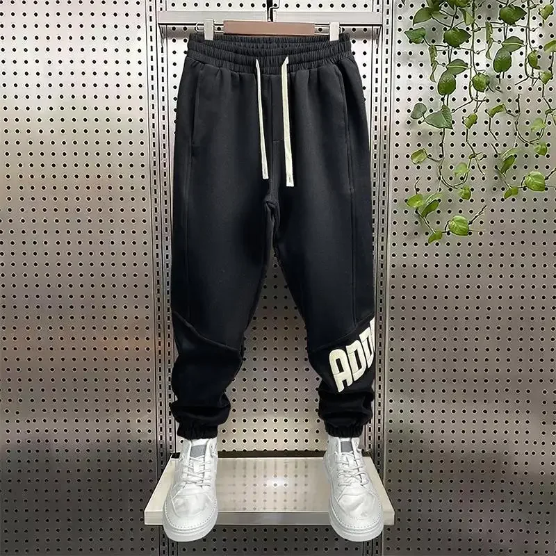 

Male Trousers Stretch Letter Sports Men's Cargo Pants Brown Sweatpants Joggers Korean Style with Free Shipping Harajuku Big Size