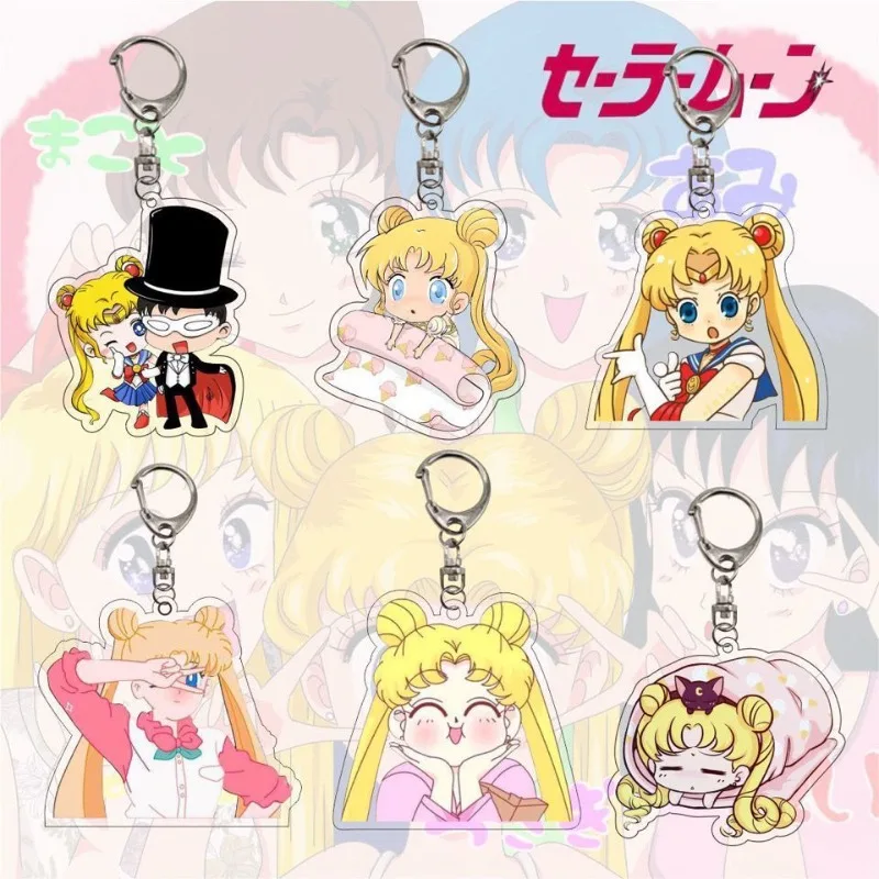 Hot Selling Sailor Moon Creative Personalized Acrylic Q Version Backpack Pendant Pencil Bag Couple Keychain High-Looking Pendant