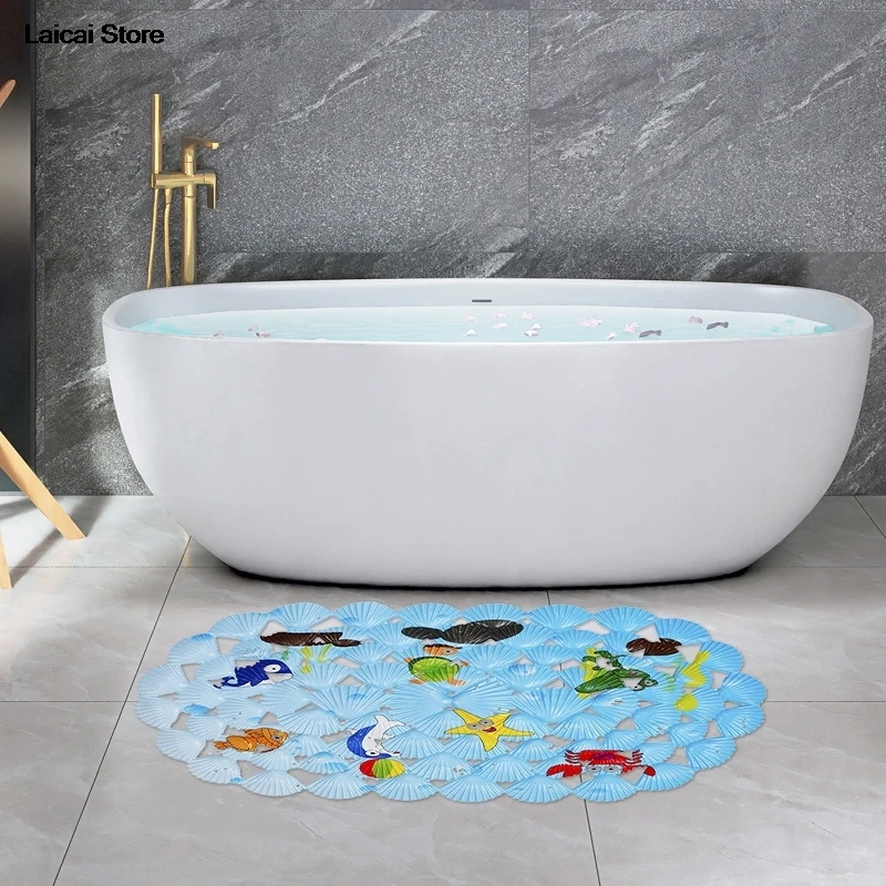 

38x66cm Cartoon PVC Bath Mat Anti-Slip Shower Bathtub Rug with Sucker Soft Massage Pad for Kids And Elderly Bathroom Carpet