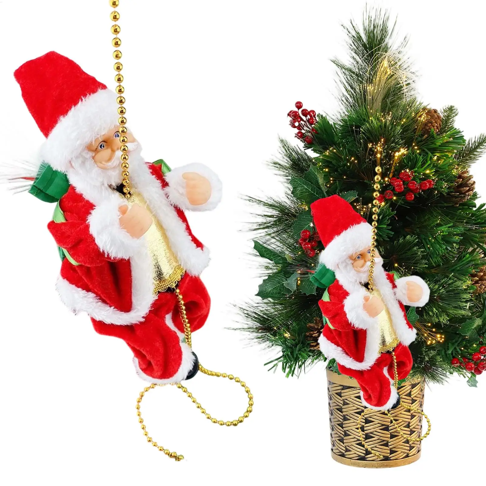 

2025 электрическая веревка, восхождение, Санта-Клаус, музыкальные игрушки для рождественской елки, подвесной кулон, орнамент, декор, рождественские украшения