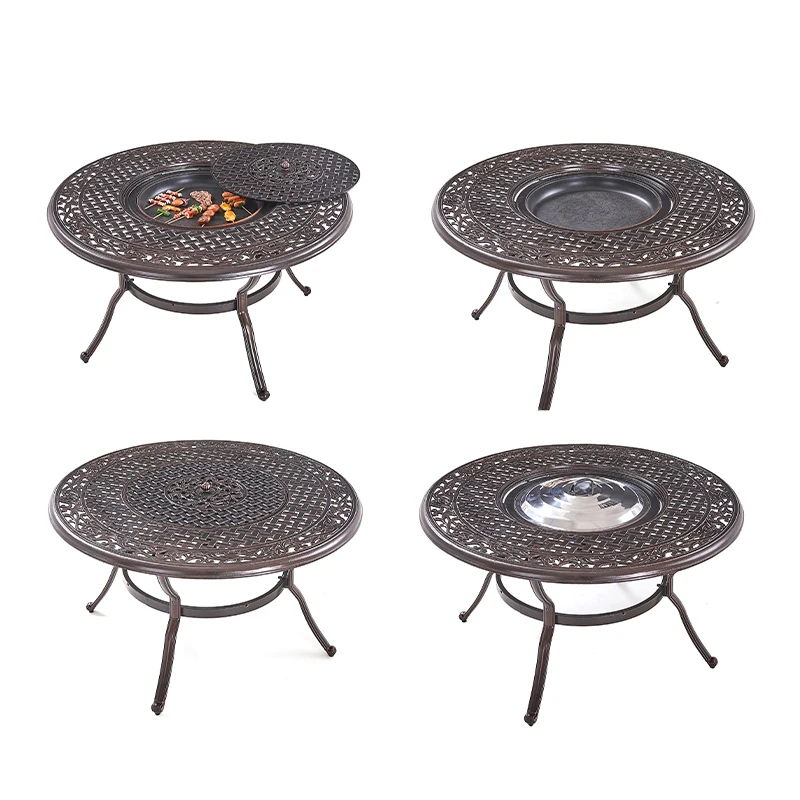 Korean Grill Table Charcoal Bbq Table Top and Chair Korean Bbq Grill Restaurant Outdoor Charcoal Cast Aluminum Bbq Outdoor Table