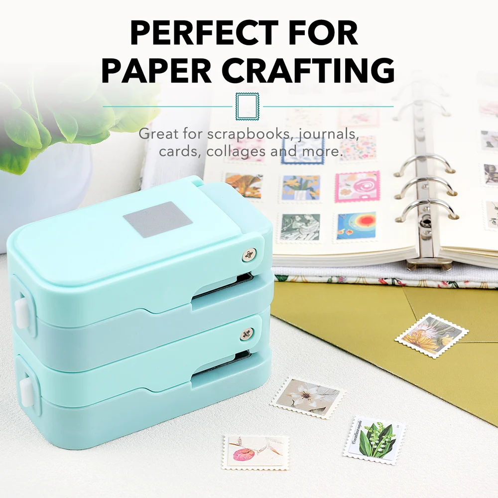 Postage-Stamp Rectangle Paper Punch for Junk Journal&Scrapbooking,Layering Rectangular Craft Punche Precision Alignment for Card