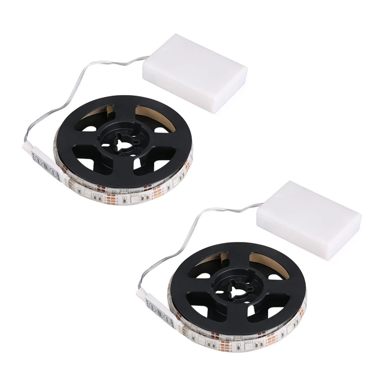 

Retail 2X RGB Flexible LED Light Strip Waterproof IP65 15Leds DC5V With Controller Battery-Powered, LED Tape(0.5M)