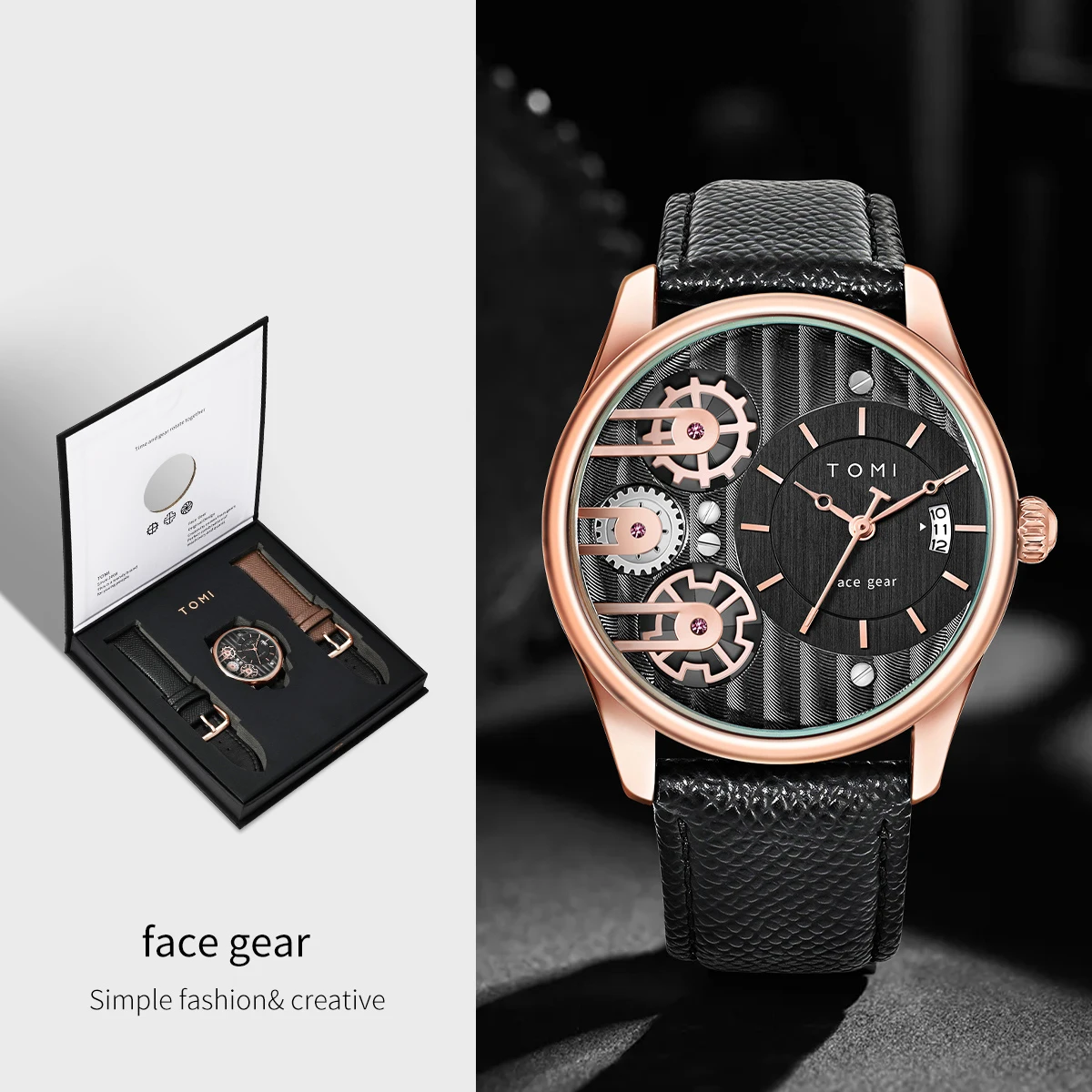 TOMI Men's Gift Box Combination Set Watch Luxury and Simple