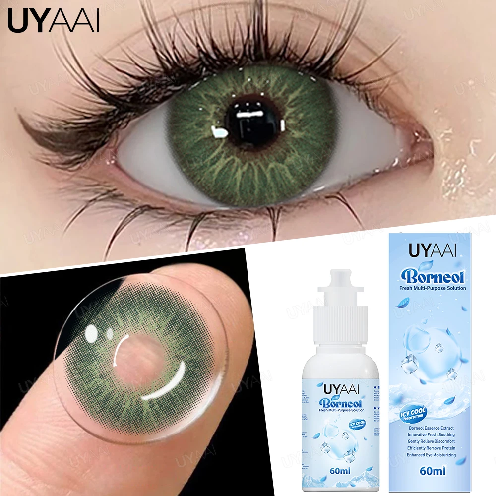 UYAAI 60ML Lenses Solution Set 1 Pair Hot Sales Colored Contact Lenses for Eyes with ICE COOL Contact Lenses Solution Liquid