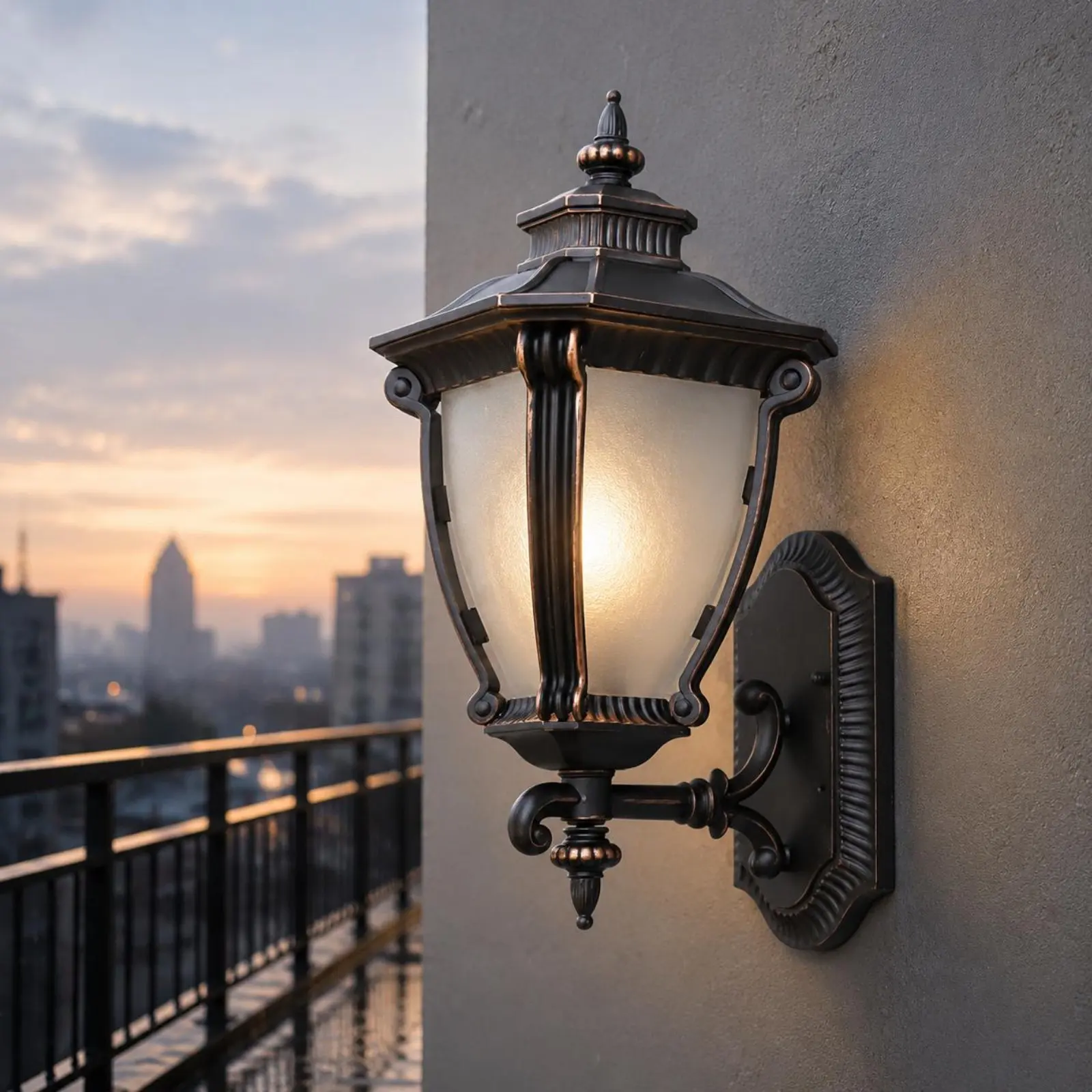 

Outdoor Wall Lamp Waterproof Metal Wall Lantern Porch Light Curved Arm Weather Resistant