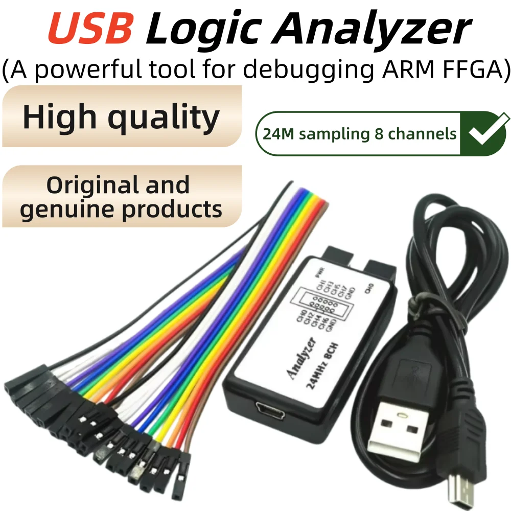 1 Juego, microcontrolador analizador lógico USB para depurador ARM FPGA, muestras de 24M, 8 canales