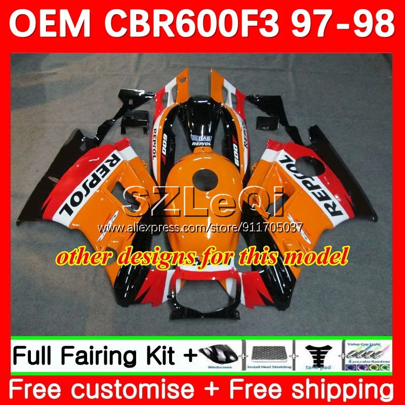 Injection Body +Decal For HONDA CBR 600F3 Repsol green 600 CBR600F3 95 96 35No.32 CBR600FS CBR600 F3 FS CC 1995 1996 OEM Fairing