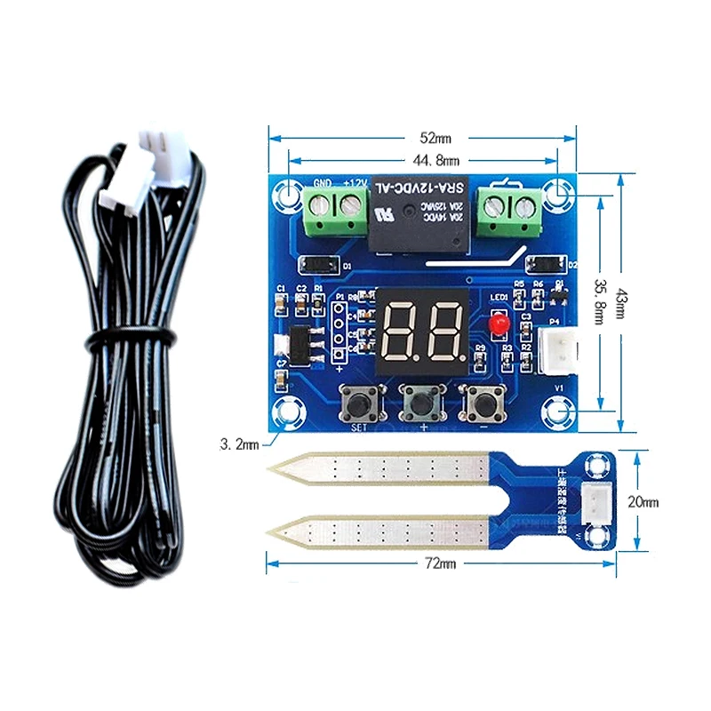 Módulo capacitivo de Sensor de humedad del suelo/módulo de Control de relé de pantalla Digital de humedad del suelo riego automático para Arduino
