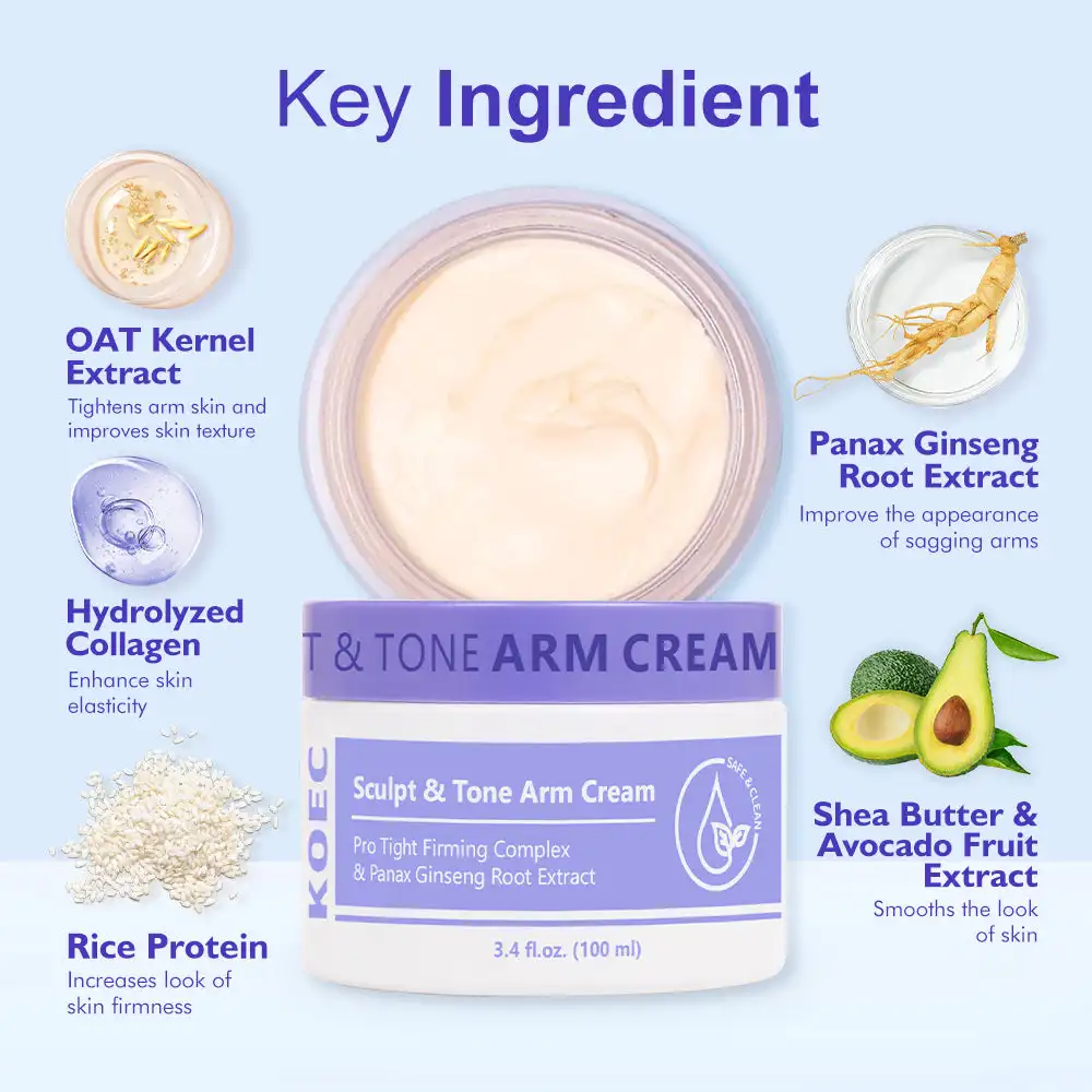 100 مللي KOEC الجينسنغ نحت ونغمة كريم الذراع تشديد ثبات تنعيم الكولاجين المتحلل الجينسنغ استخراج الأفوكادو زبدة الشيا