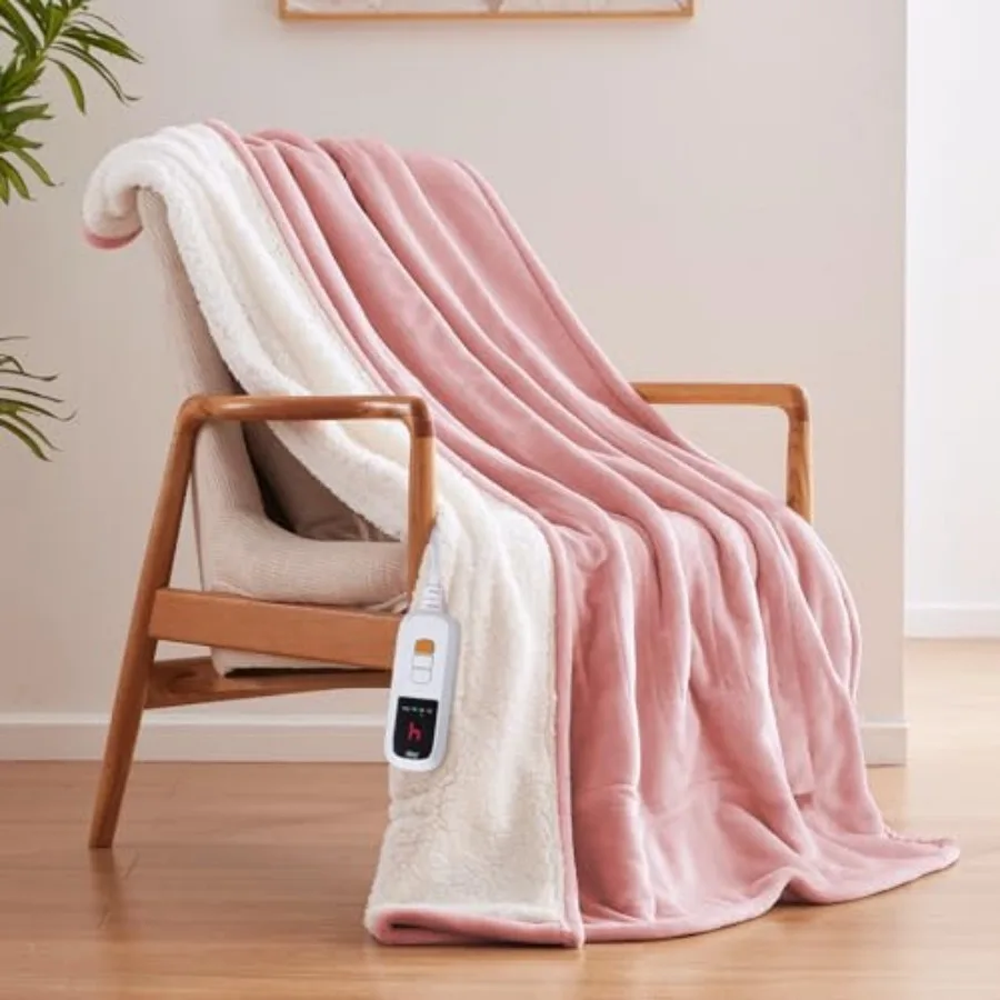 

Electric Blanket 50"*60", Super Cozy Flannel to Sherpa Reversible Heated Blanket Throw with 6 Heating Levels and 2-10 Hours Aut